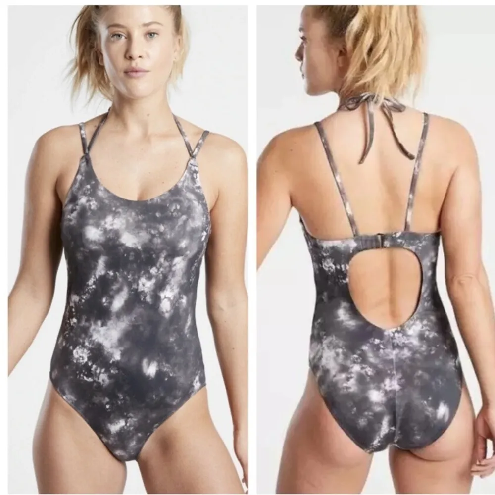 Athleta  Keyhole One‎ Piece Swimsuit, Medium bikini gray - Image 2