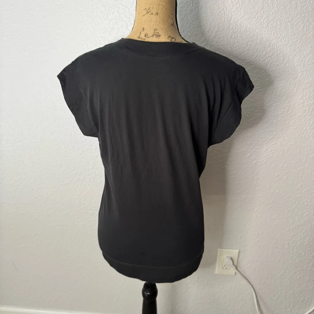 Frame Black Le Mid Rise V Pima Organic Cotton V Neck Short Sleeve Size XS FLAW - Image 9