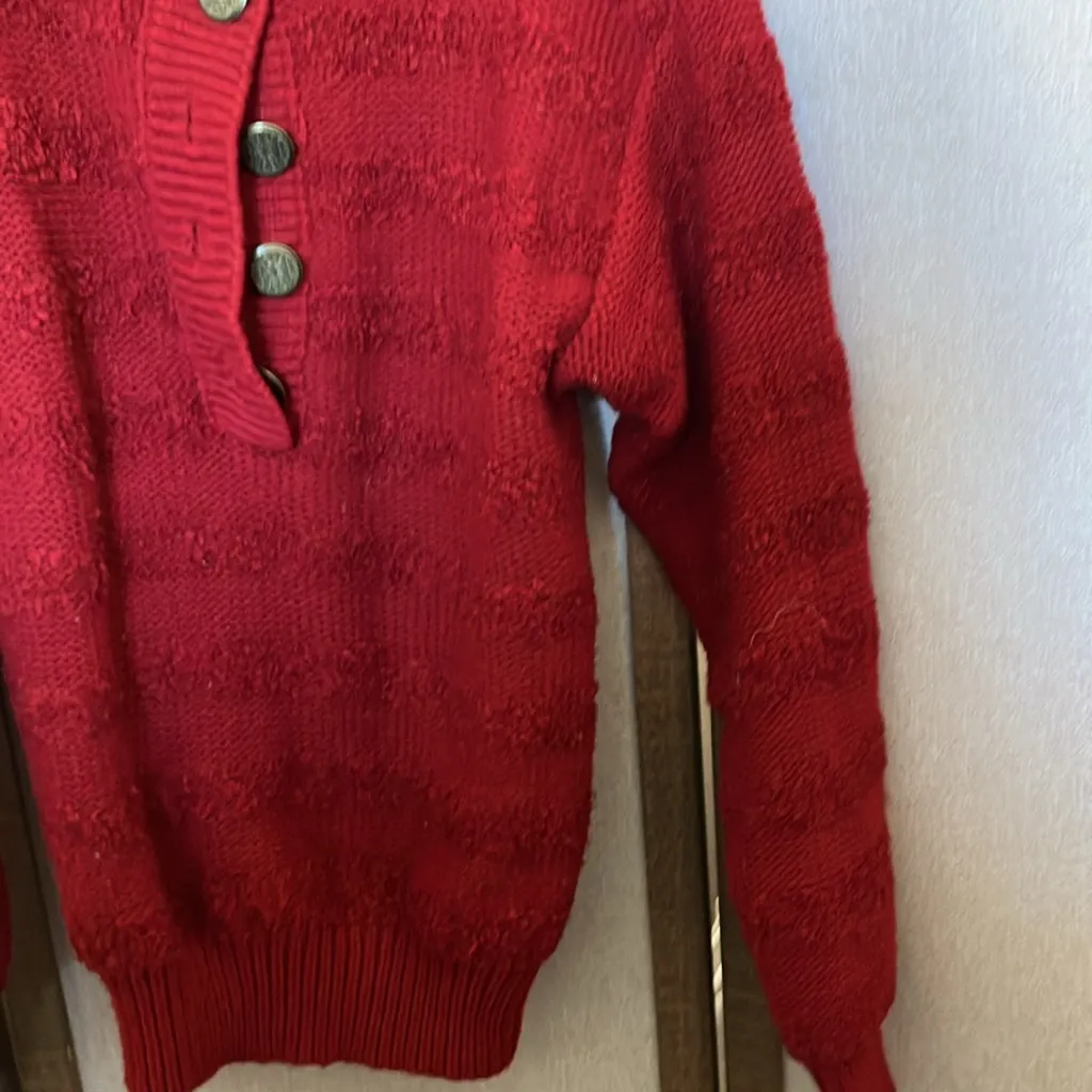 FINAL MARKDOWN Evian Red Sweater with Rich Knit Texture small - Image 6