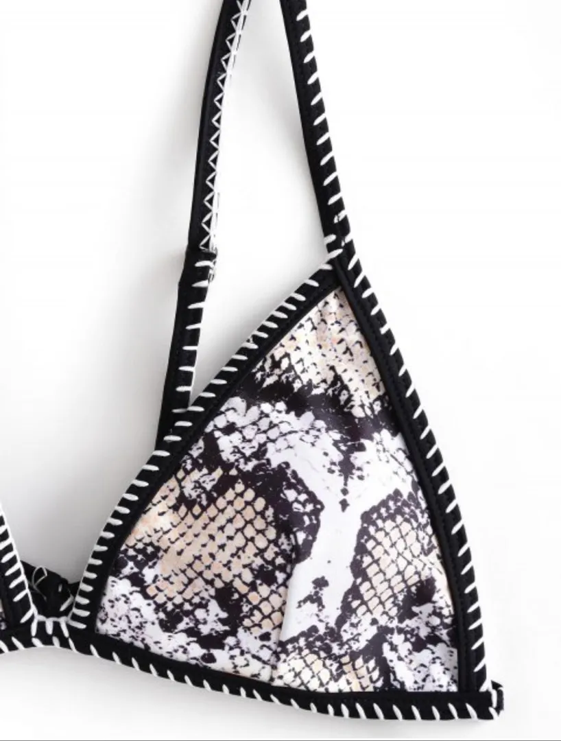 Zaful Leopard Snakeskin Print Tie String Bikini - Image 4