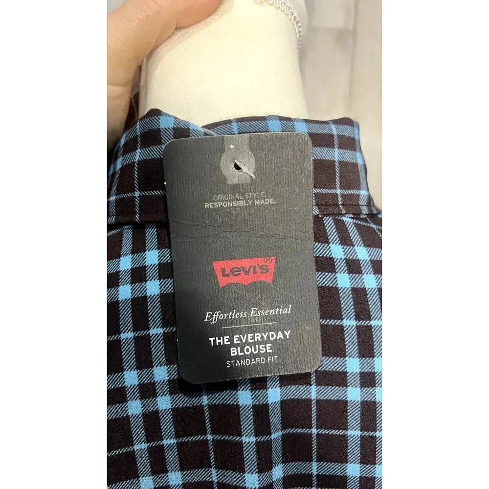 NWT Levi's Women's Plaid Collared Blouse Size‎ Medium Long Sleeve Casual - Image 3
