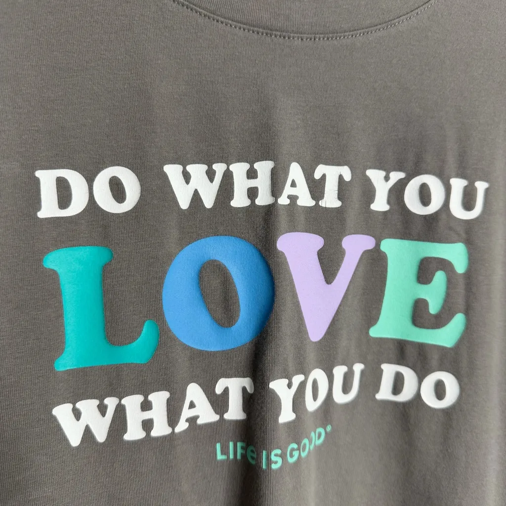 Life Is Good Women's Crusher Flex Love What You Do Oversized Crew Gray Medium - Image 3