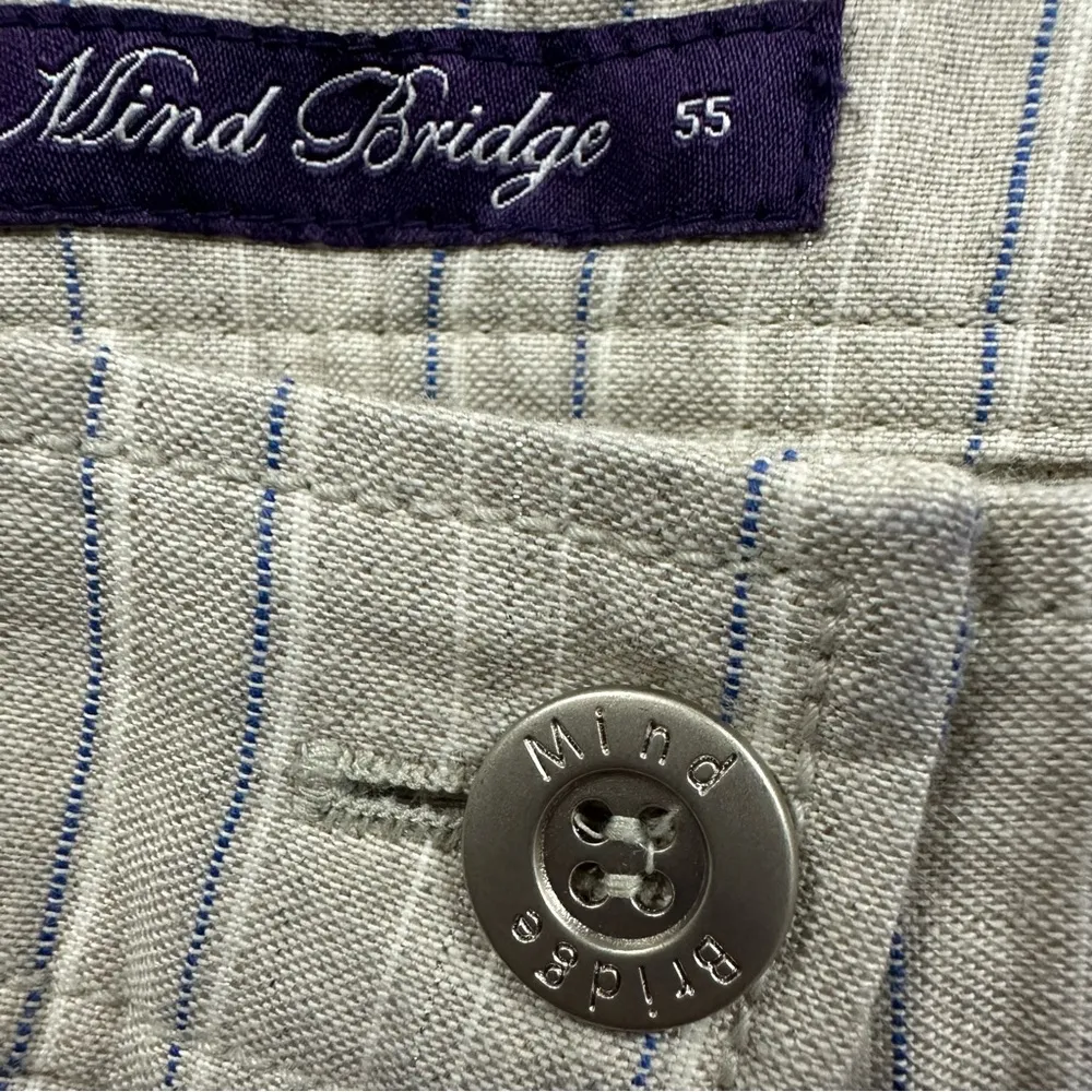 Mind Bridge Striped Patch Pocket Wide Leg Imported Trousers Pants 55 US Size 4 Blue - Image 9