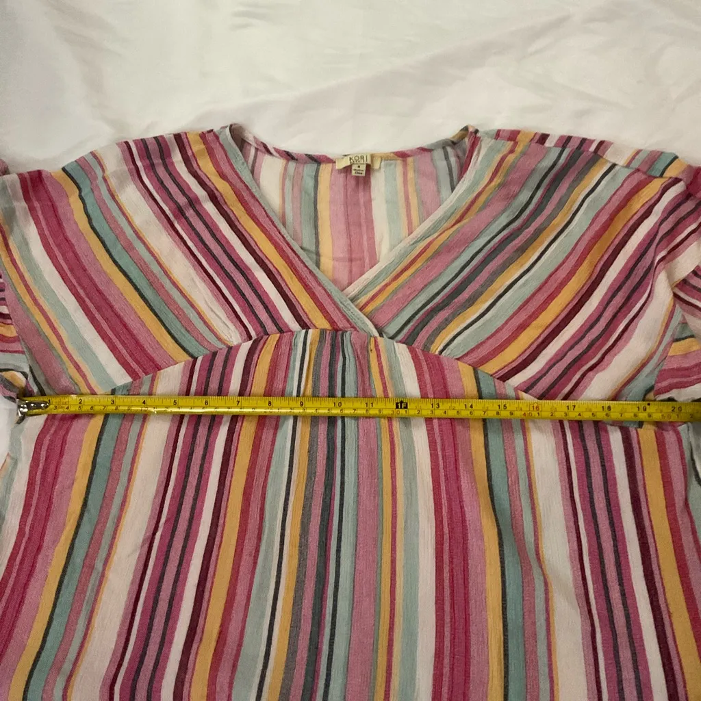 Kori America  Fringed Multi-color Boho Top S Dopamine Costal Cowgirl Festival - Image 7