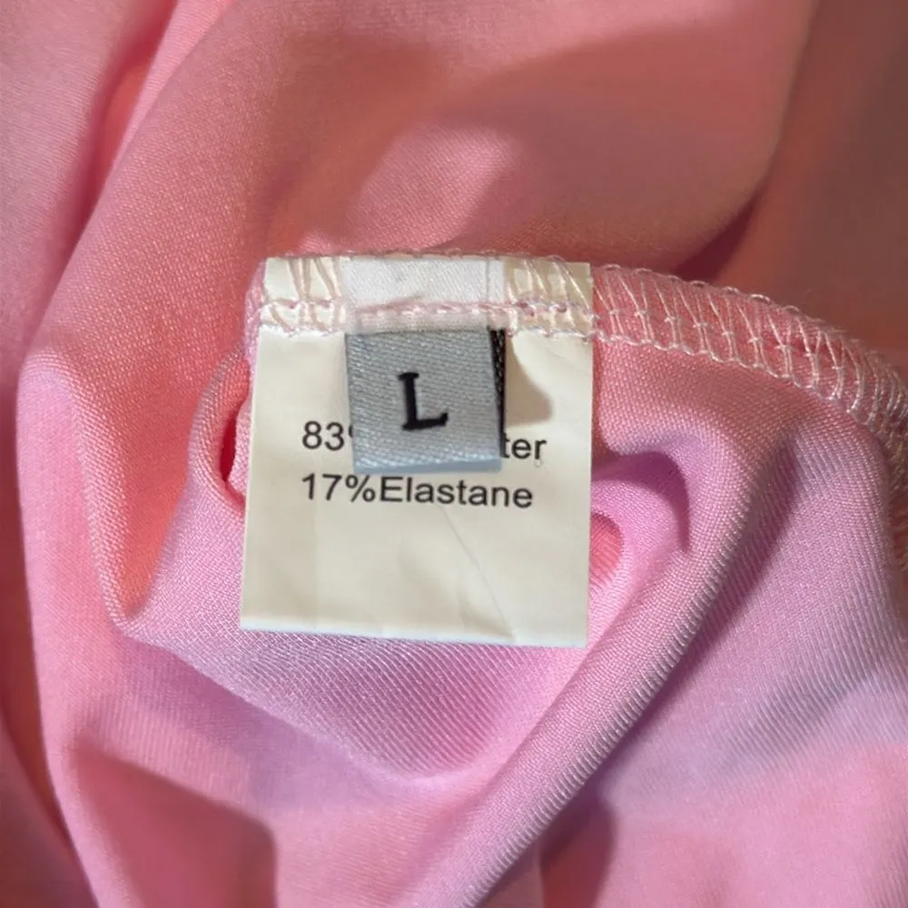 Pink 2 Piece Set Off the Shoulder Long Sleeve Crop Top & Skirt Size L NEW Size L - Image 9