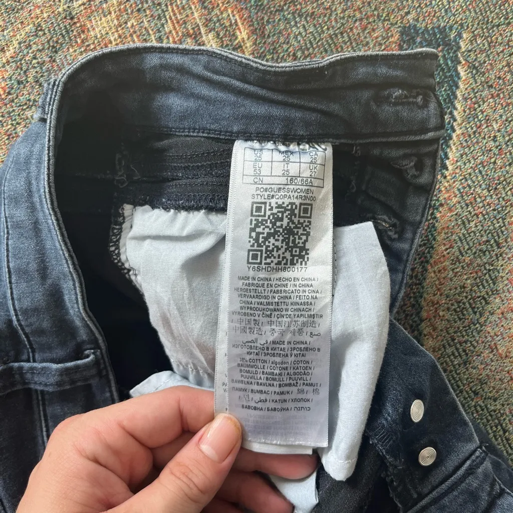 Guess High Rise Button Fly Skinny Jeans Dark Wash Women’s 25 Stretch Denim - Image 15