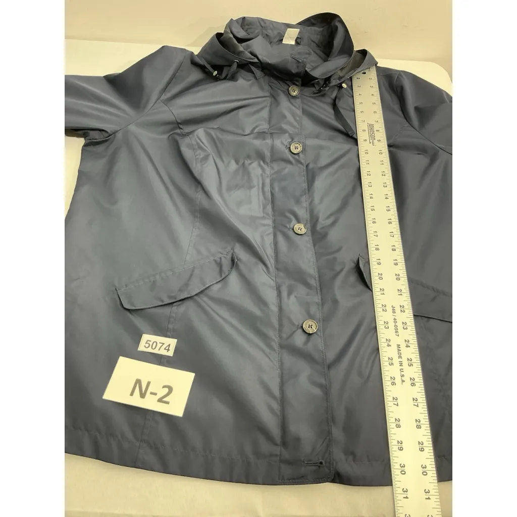 Womans Hooded Raincoat 20 Navy Zip Button Front Blue Size undefined - Image 6