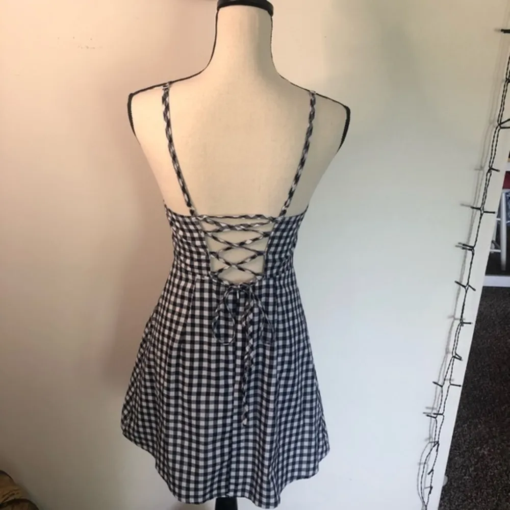 Shein Gingham Criss Cross Back Mini Dress - Image 2