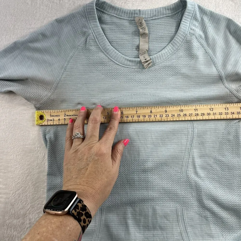 Lululemon 4 Run Swiftly Tech Long Sleeve Aquamarine Seamless Thumbholes Athletic - Image 8