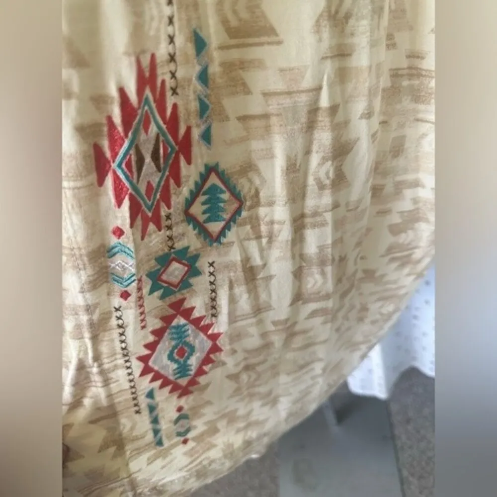 Panhandle NWOT Women's Embroidered Aztec BOHO Duster Kimono Style Cardigan L XL - Image 4