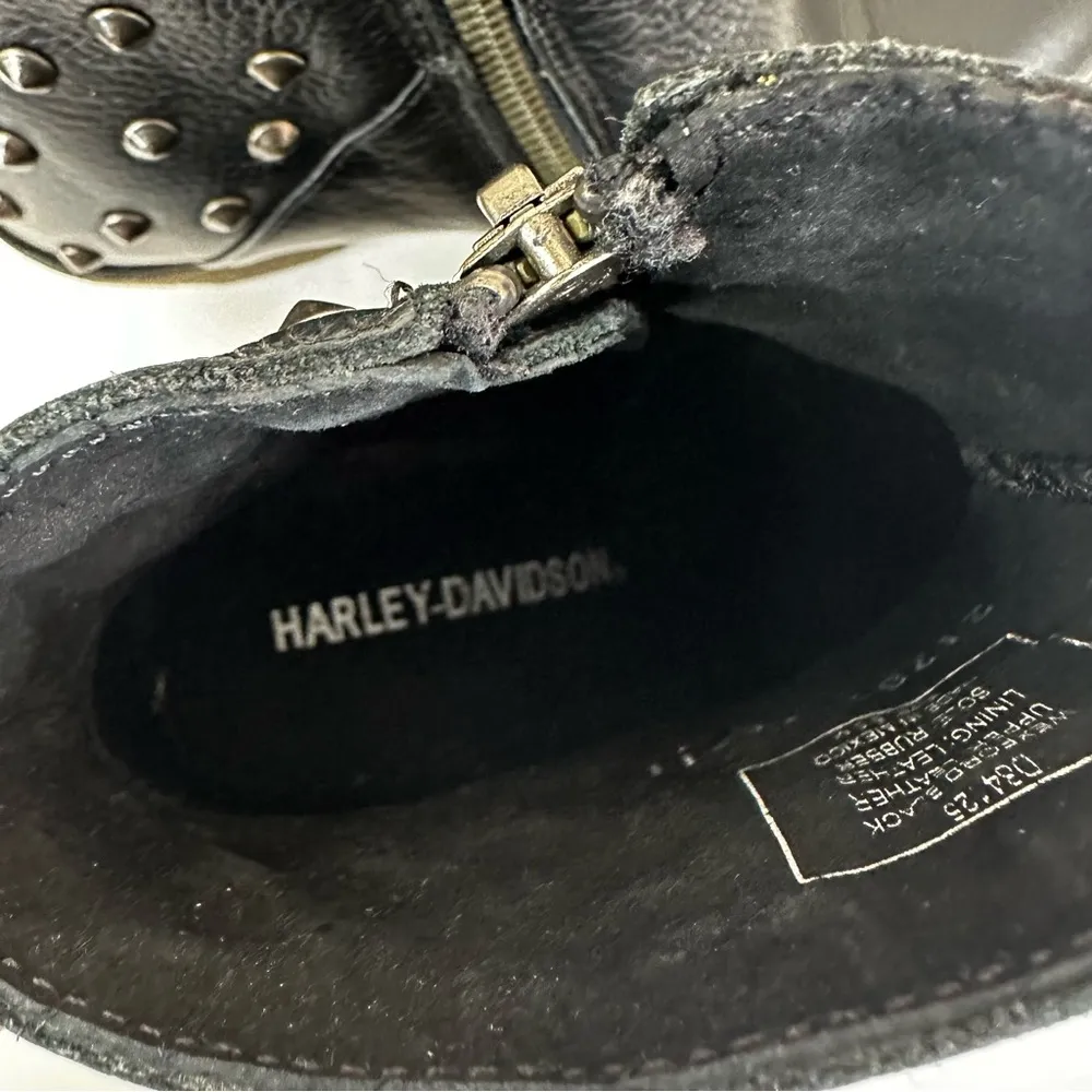 NEW Harley Davidson Wexford Black Heeled Ankle Boots Womens 5.5 Studded Biker - Image 8