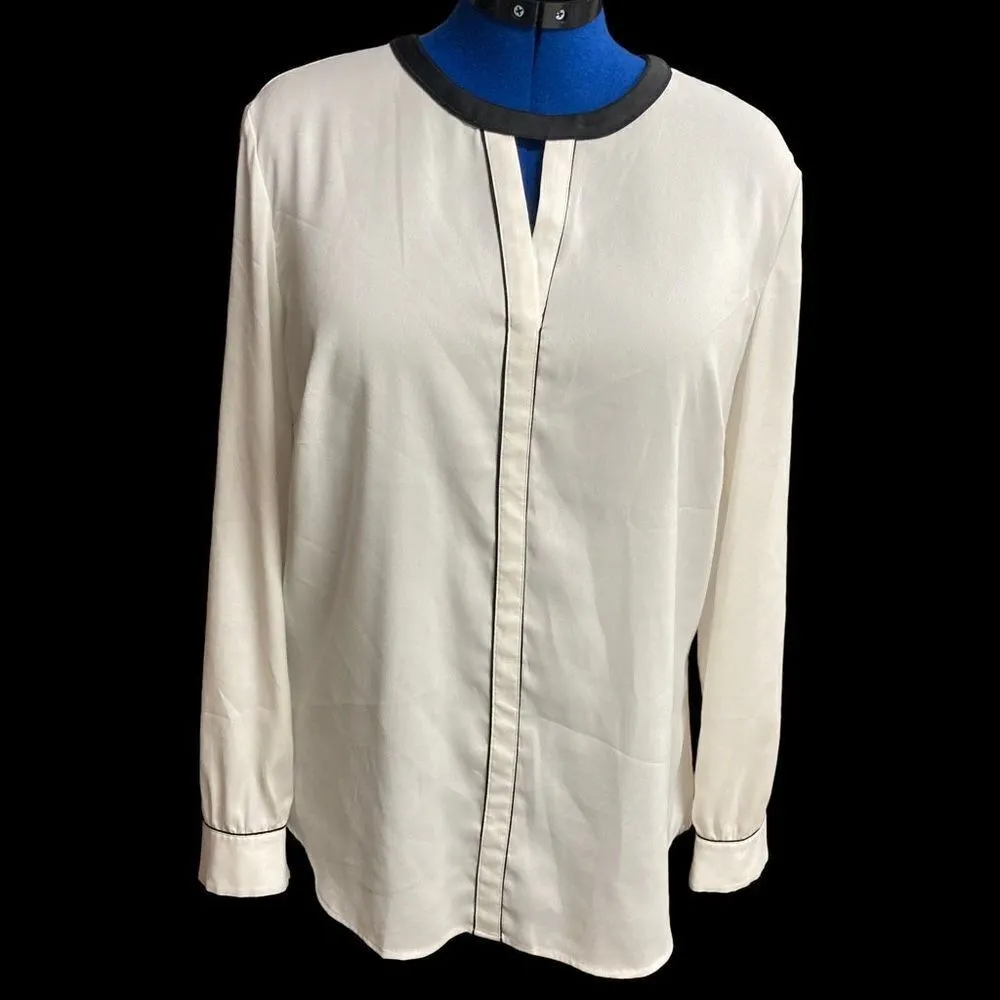ANN TAYLOR Women’s White Long Sleeve Top Size Large‎ - Image 6