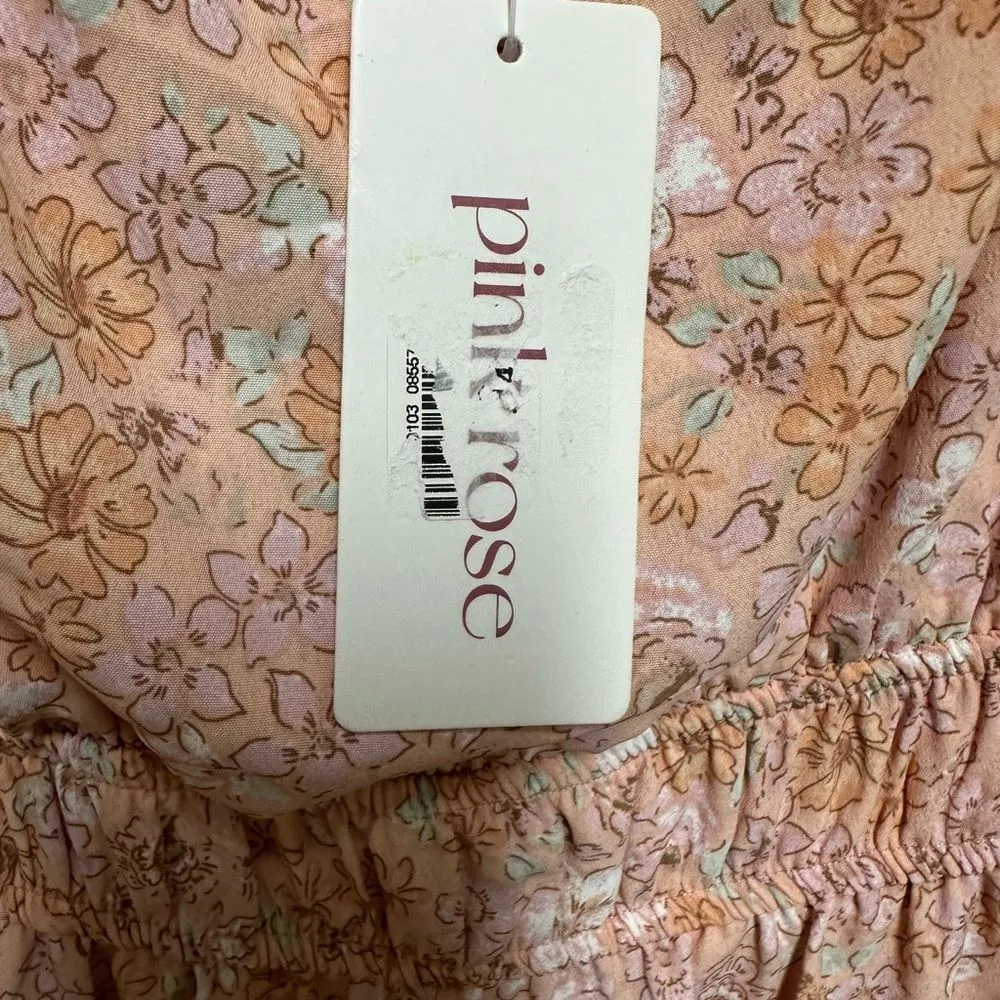 Pink Rose short sleeve floral ruffle peasant dress - Image 4