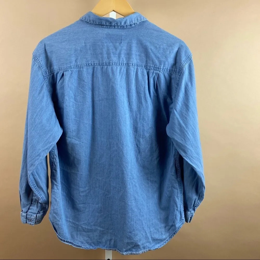 Vintage Northern Treasure XS 90’s Floral Embroidered Chambray Top Cottagecore Blue - Image 5