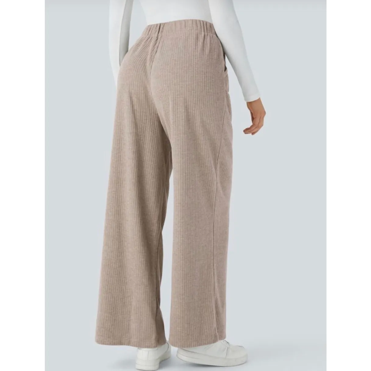 Brand New Halara Ribbed High Waisted Pocket Wide Leg Casual Pants Size XS - Image 2