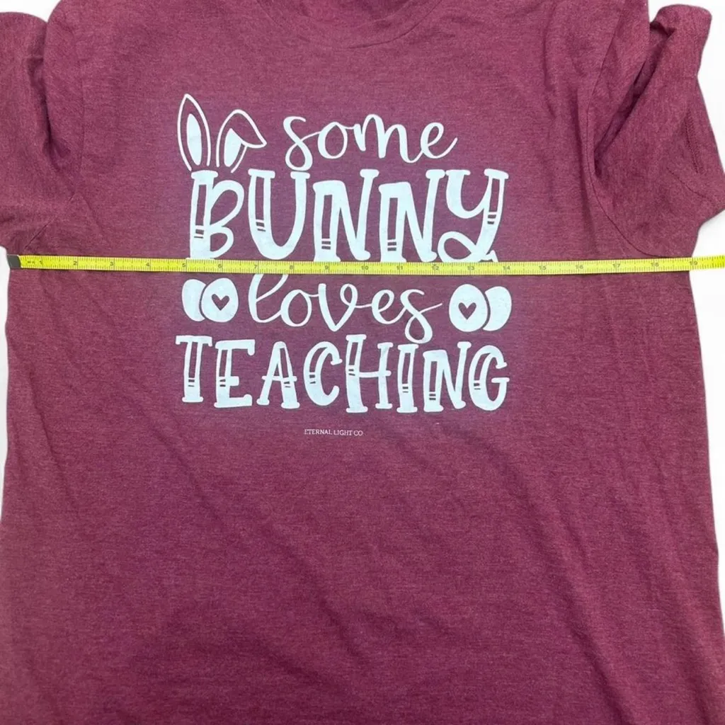 Burgundy “Some Bunny Loves Teaching” Graphic Tee Medium Purple - Image 4
