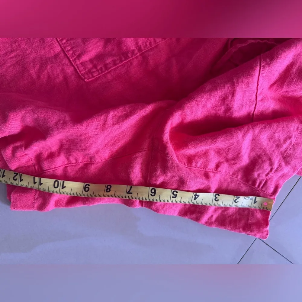 Lands and Hot Pink 2-Piece Shorts M 10-12 Set long sleeve shirt L(14-16) Linen - Image 8