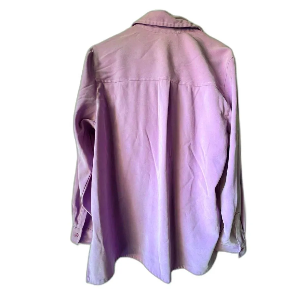 Womens Blouse lined Lavender long sleeves button down velvet plus size 14 - Image 6