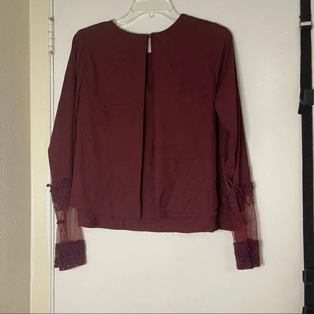 Walter Baker Maroon Burgundy long sleeve blouse - Image 6