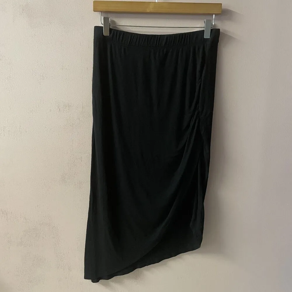Bobeau Black Asymmetrical Ruched Side Skirt Size L GUC - Image 9