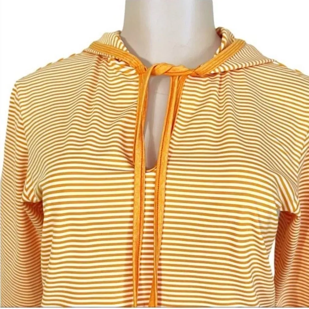 Anatomie Orange Striped Pullover Hoodie Long Sleeve Tee S - Image 3