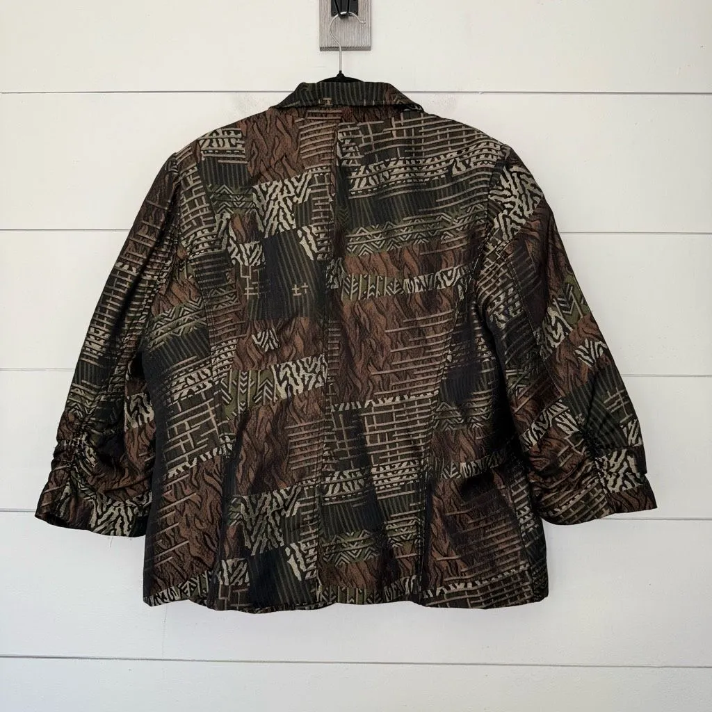 Chico’s Women’s 3 Brown Patterned Blazer Jacket - Image 3