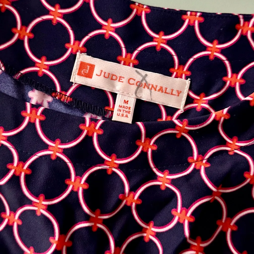 Jude Connally Red Blue Geometric Lightweight Jude Cloth Ella Dress Size Medium - Image 5