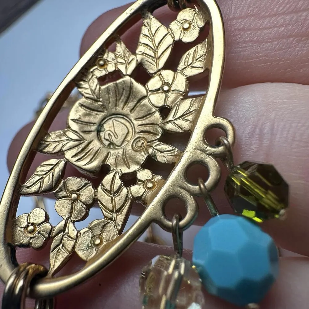 Swarovski Crystal Blue Bead & Enamel Necklace Gold Tone (Swan Signed) - Image 8