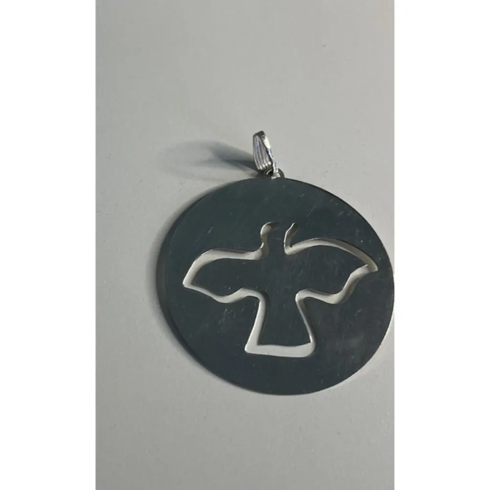 Vintage Tiffany & Co. Round Sterling Silver 925 Dove Pendant Lightweight RARE - Image 11