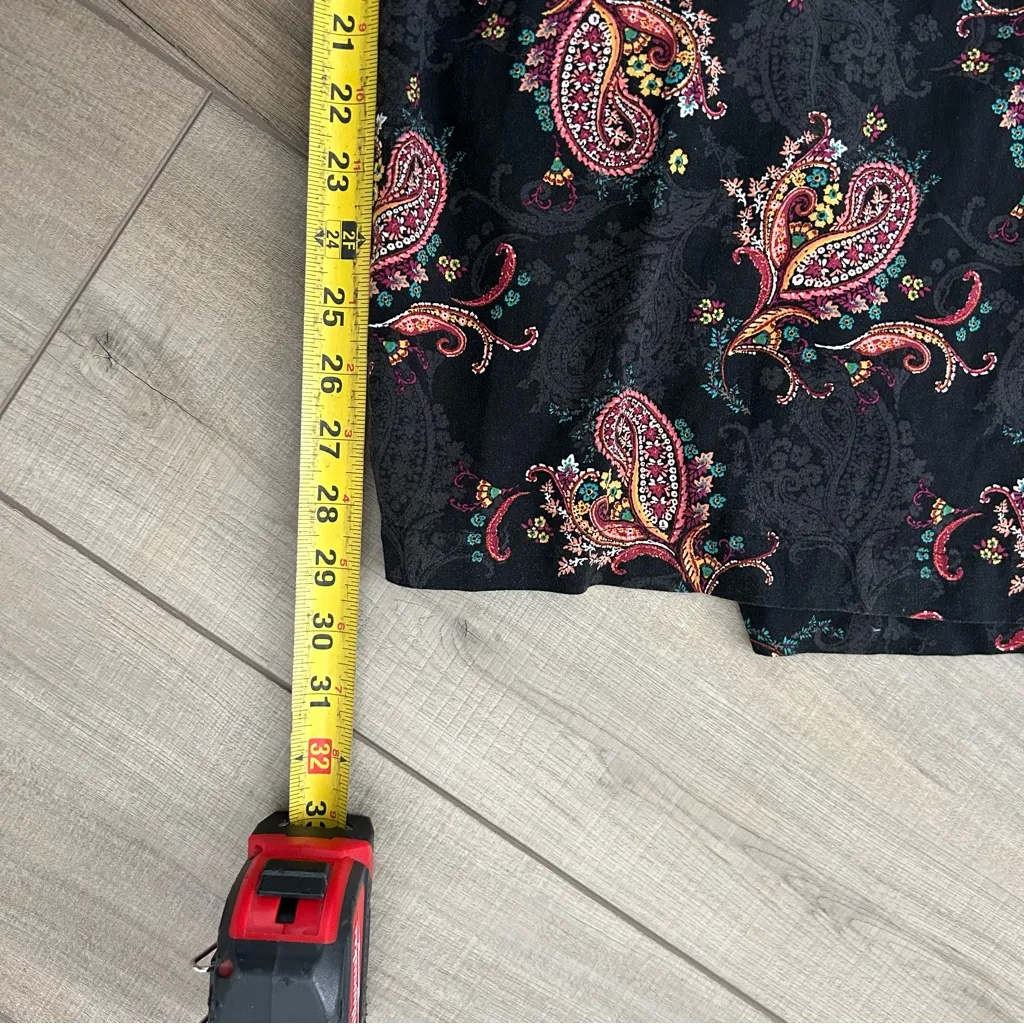 Torrid Black Floral Paisley Challis Wide Leg Pull On Palazzo Pants 2R - Image 9