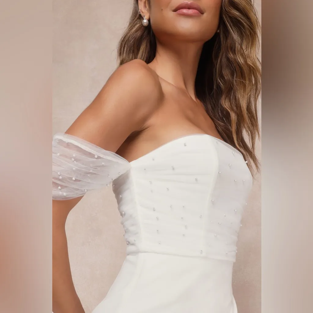 Lulus Profound Glamour Ivory Pearl Off-the-Shoulder Tulip Maxi Dress Size S NWOT - Image 6