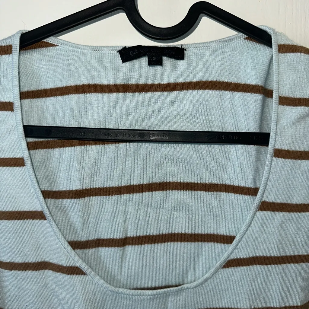 Designer Ca Va De Soi 100% EGYPTIAN COTTON BASTIA light pastel blue striped Sm - Image 7