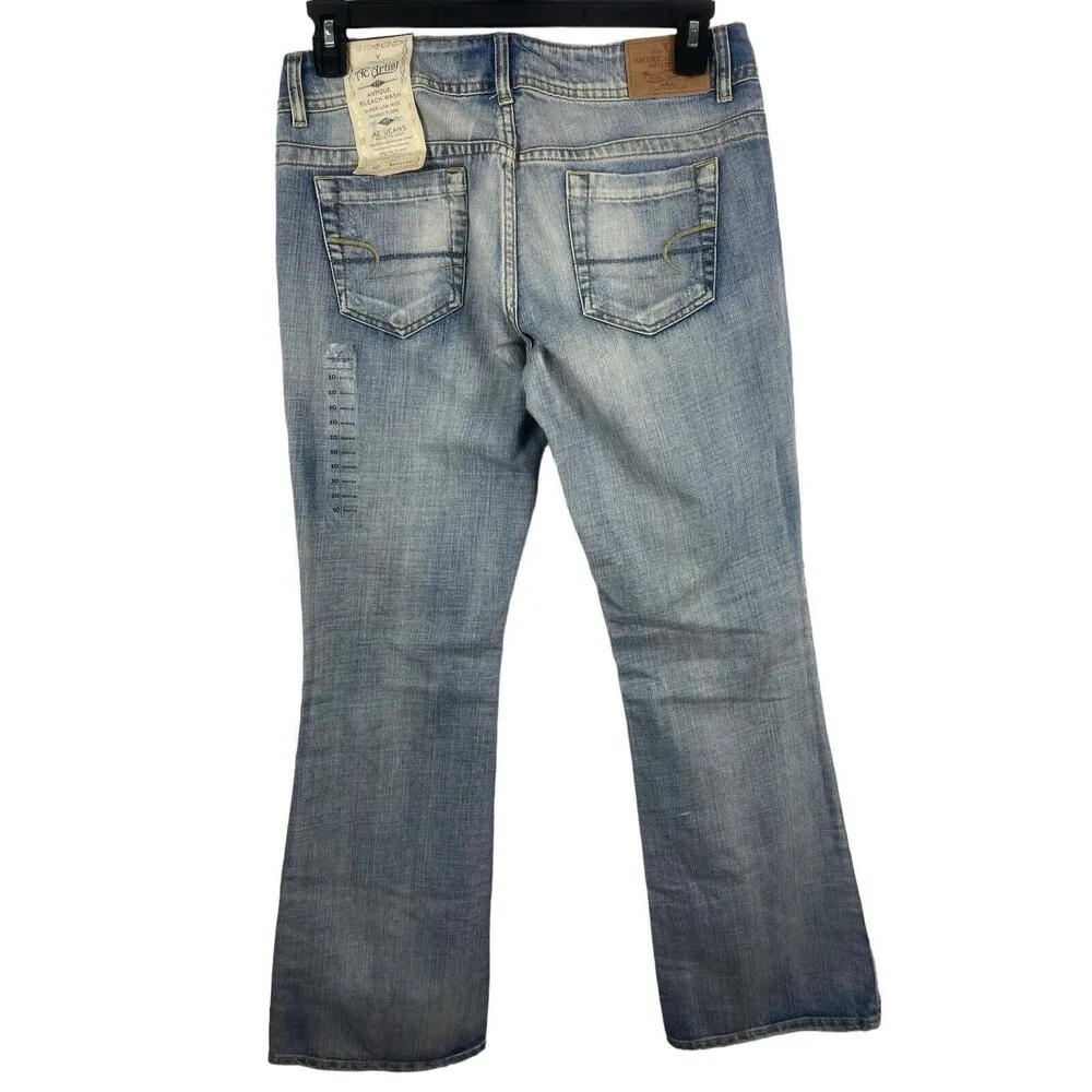 VTG American Eagle 90s Y2K Antique Wash Super Low Rise Skinny Flare 10R NOS - Image 2
