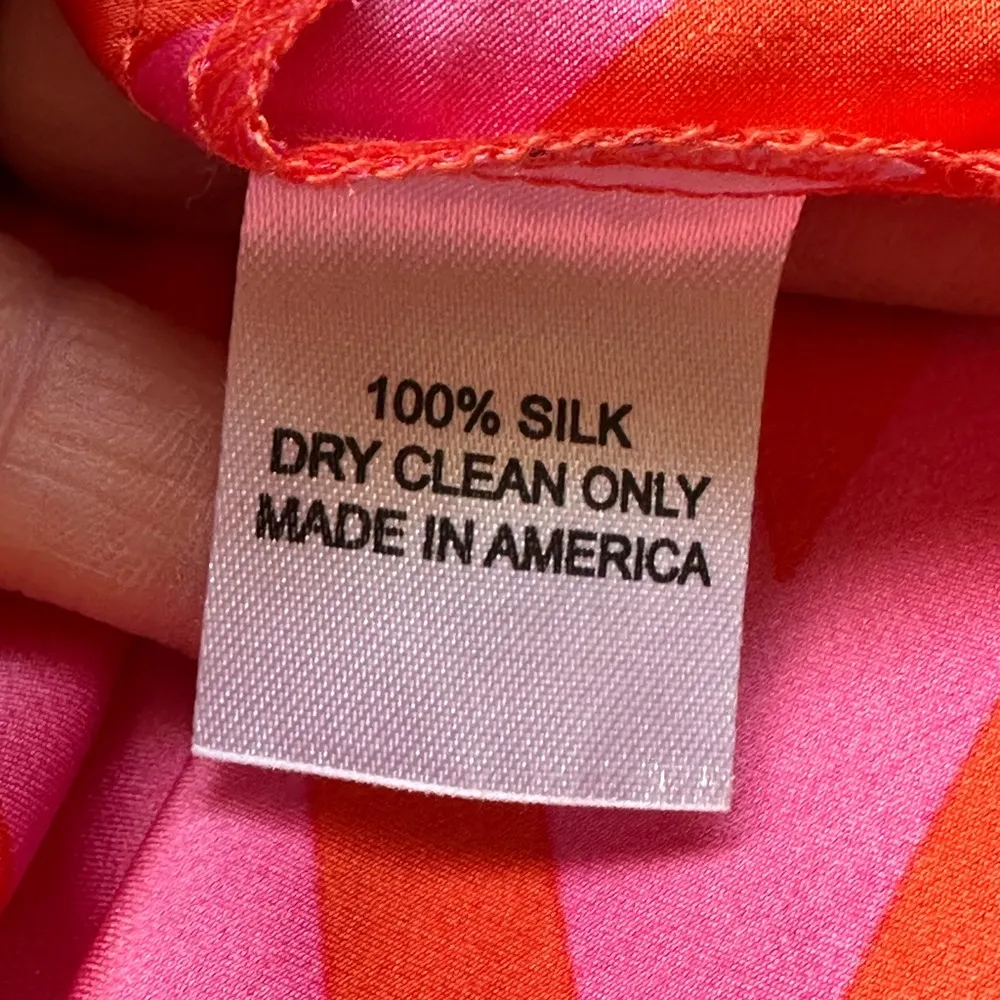 Amanda Uprichard Orange & Red Geometric V Neck Mini Dress 100% Silk Chev… - Image 13