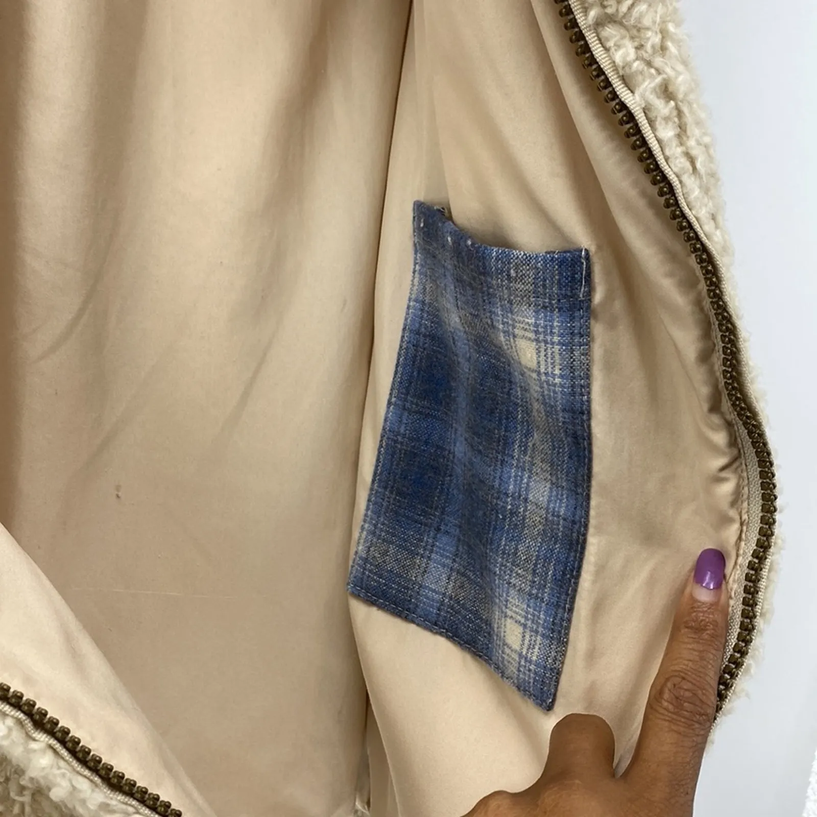 Pendleton Ivory Full Zip Fleece Sherpa Hiking Lightweight western size M farm - Image 7