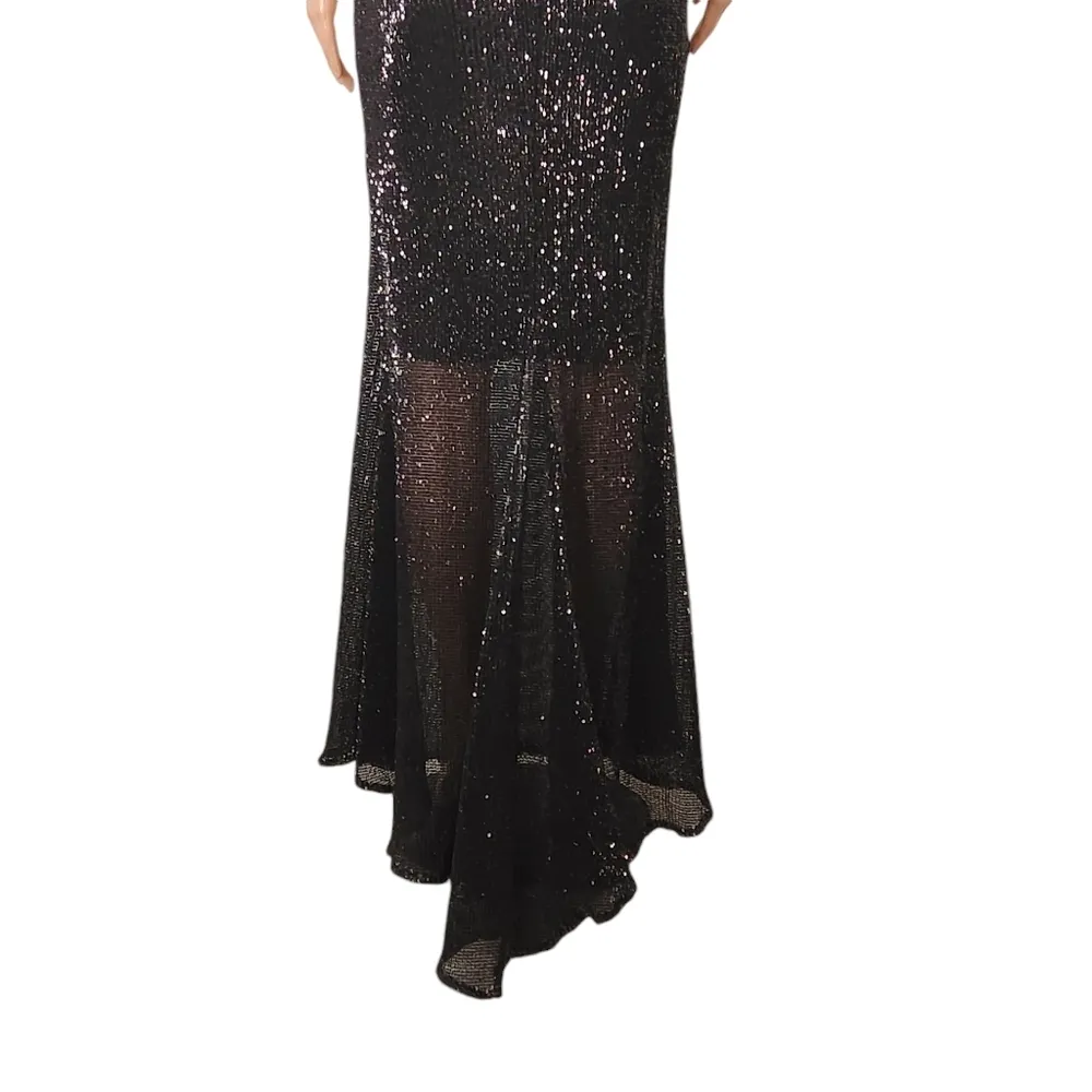 Abyss by Abby Black Halter Sequinn Sleeveless Cutout Sides Dress Sz M - Image 10