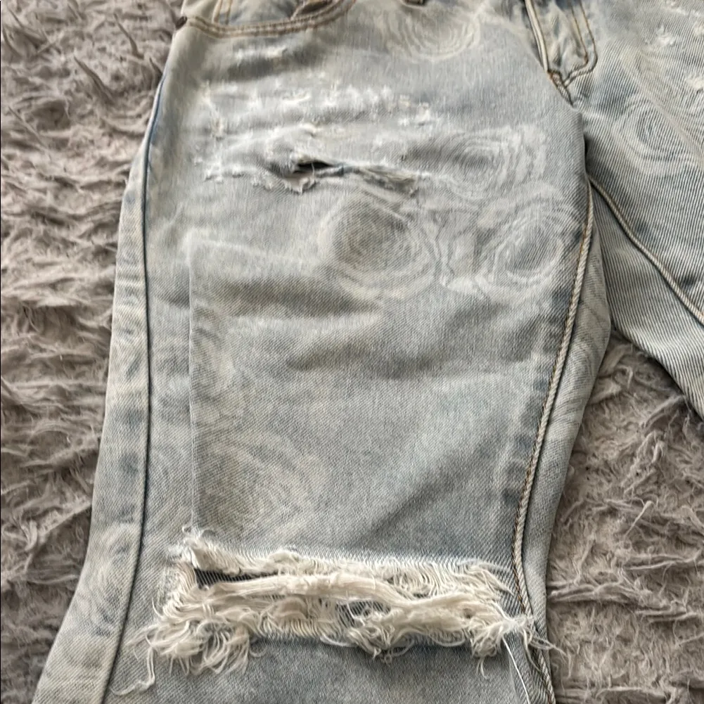 One X Oneteaspoon Light Blue Distressed Jeans with Floral Design - Image 5