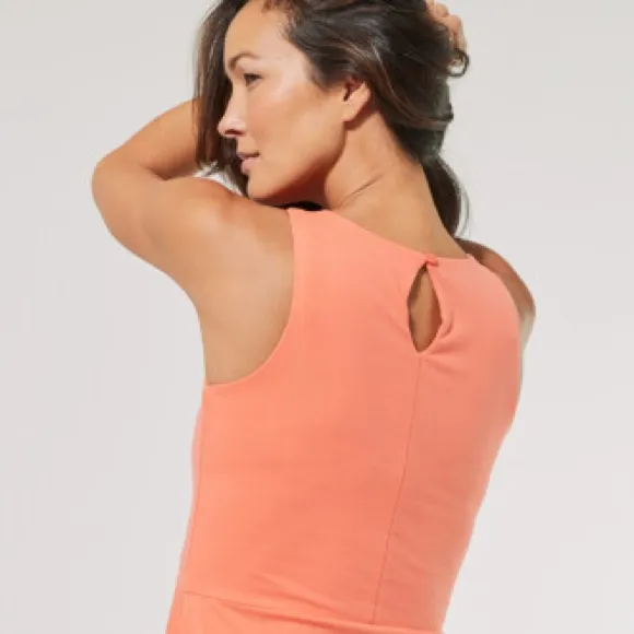 Pact Organic Cotton Coral Mini Tank Dress Sz M Casual Fit & Flare Stretch - Image 8