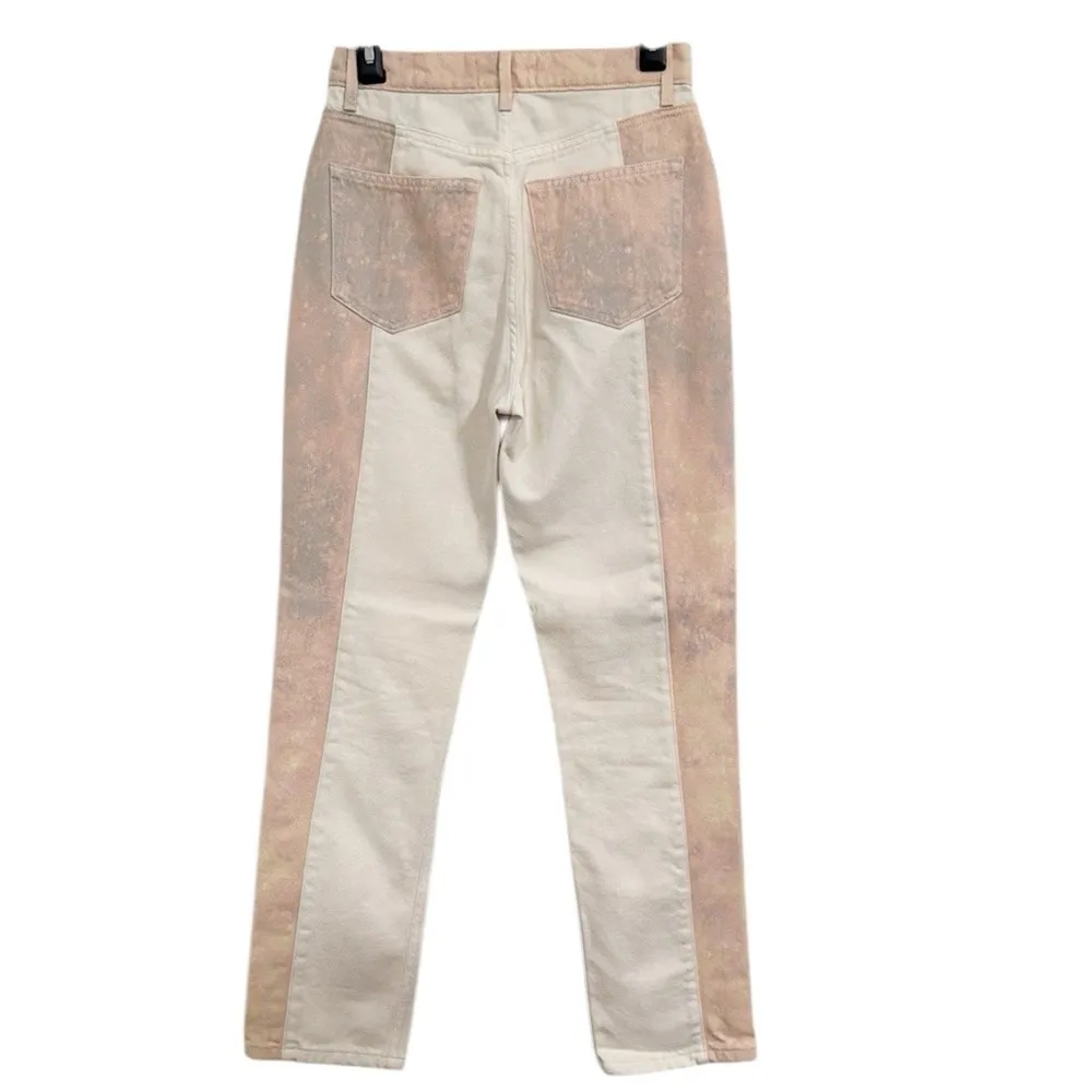 Reformation Jeans Cynthia Tonal Reworked Hi-Rise Straight Jeans Bone Wash sz 27 - Image 3