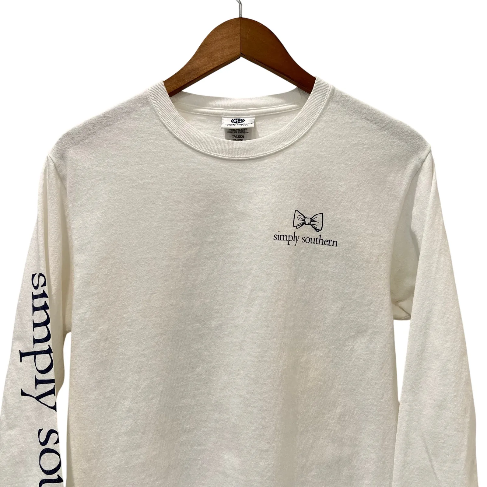 Simply Southern White Long Sleeve Graphic T Shirt Small Make Some Waves - Image 3