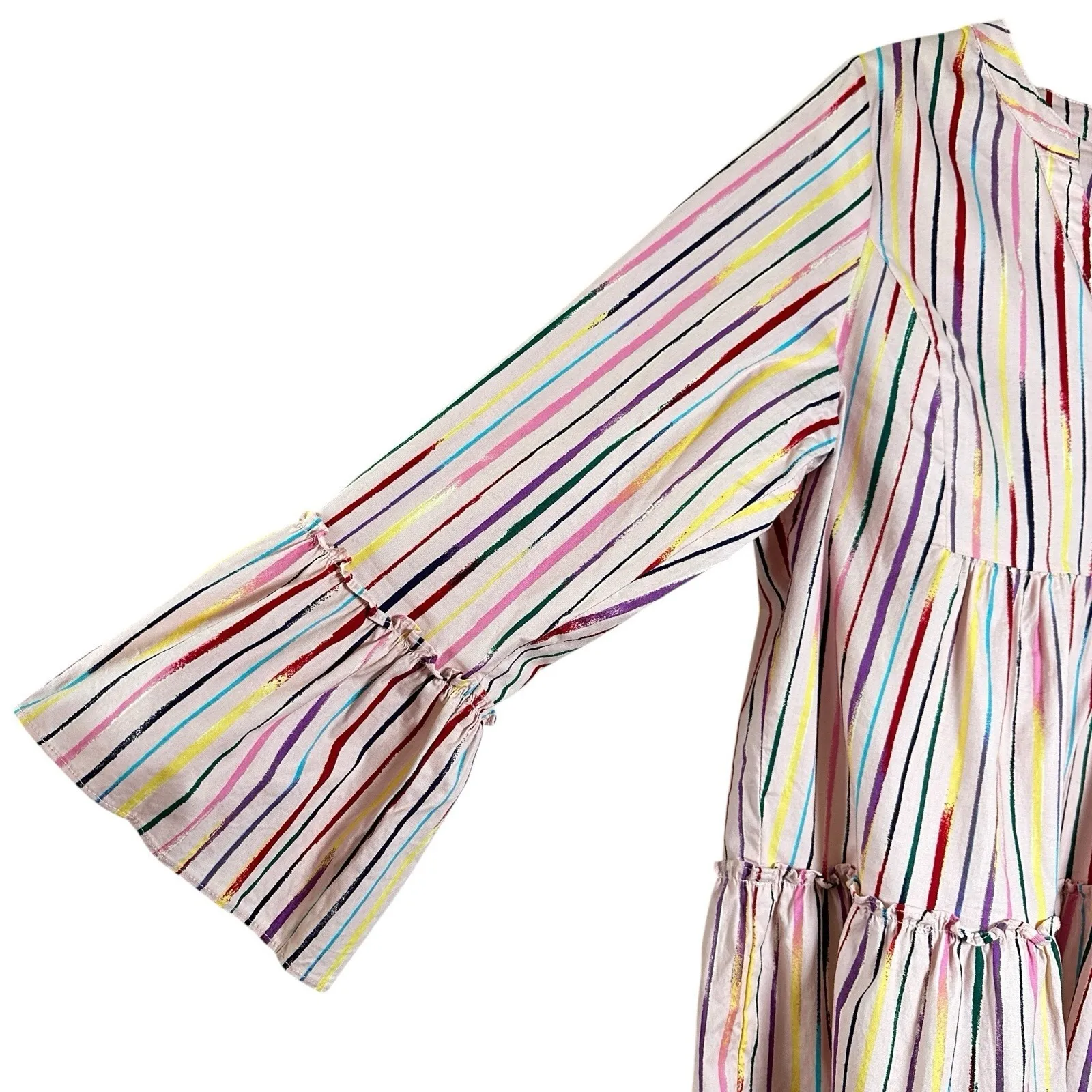 Pomander Place Bermuda Pink Sorbet Kenzo Top‎ XL Striped Long Sleeve Boho Blouse - Image 8