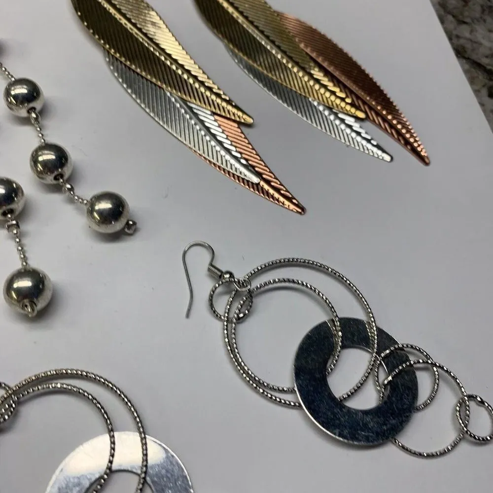 Lot Of 5 Large Statement Costume Earrings Pierced Dangle Mixed Lot! - Image 10