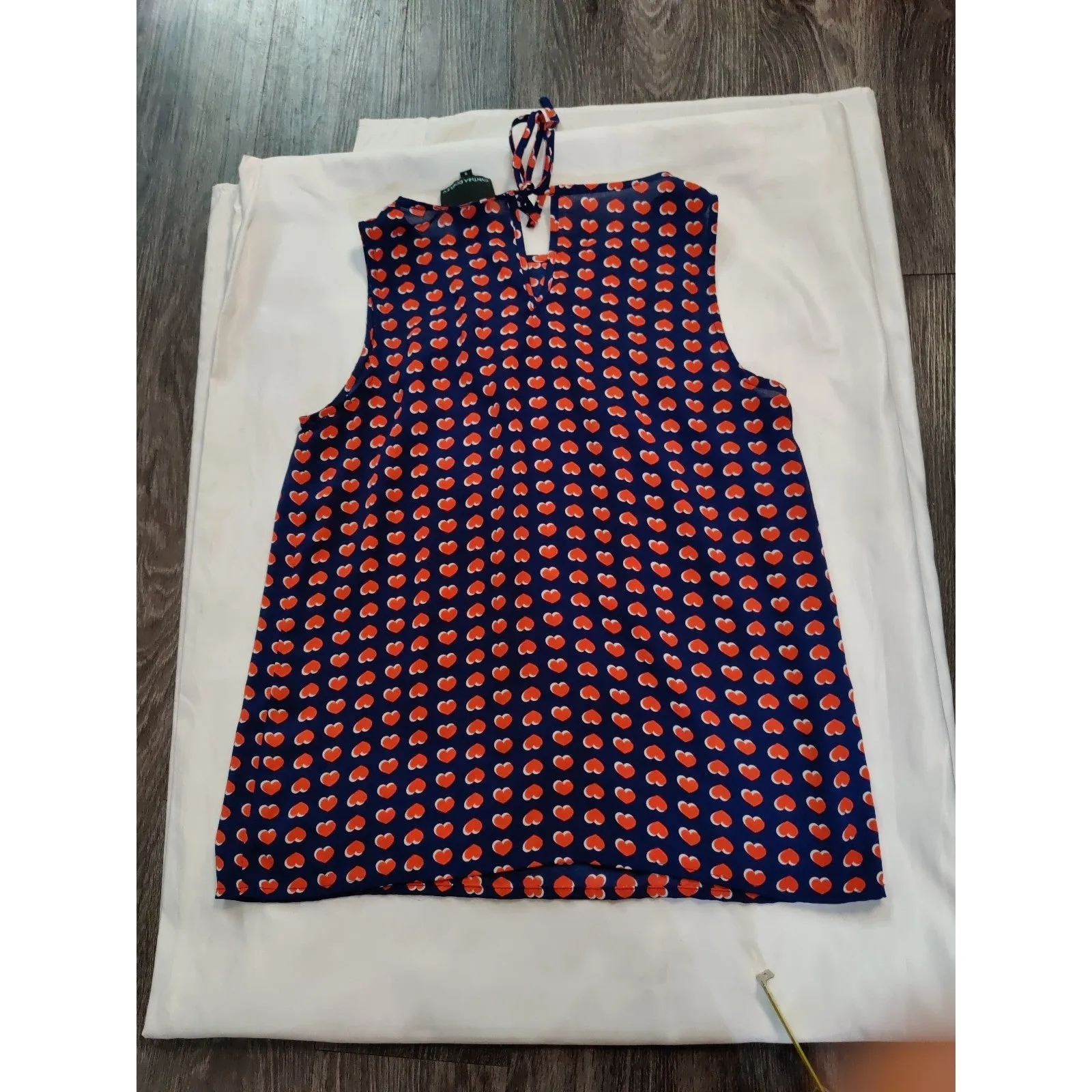 Cynthia Rowley Sleeveless Blouse S Holiday Cherry Girl Prints Casual Preppy - Image 4