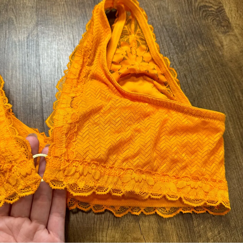 Aerie Womens Plunge Sunflower Yellow Lace Bralette Sz XL - Image 10