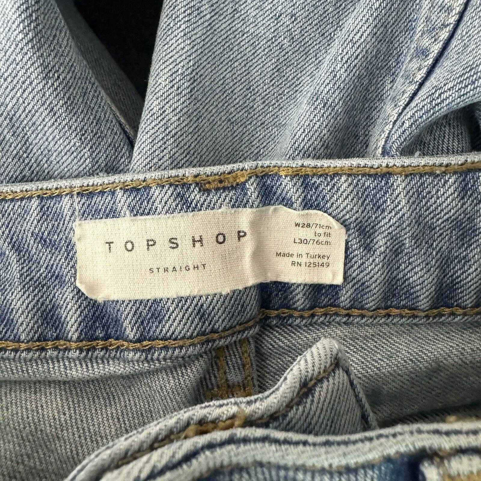 TopShop Jeans Women‎ 4 28" Blue Straight Light Wash High Rise Fading Whiskering - Image 5