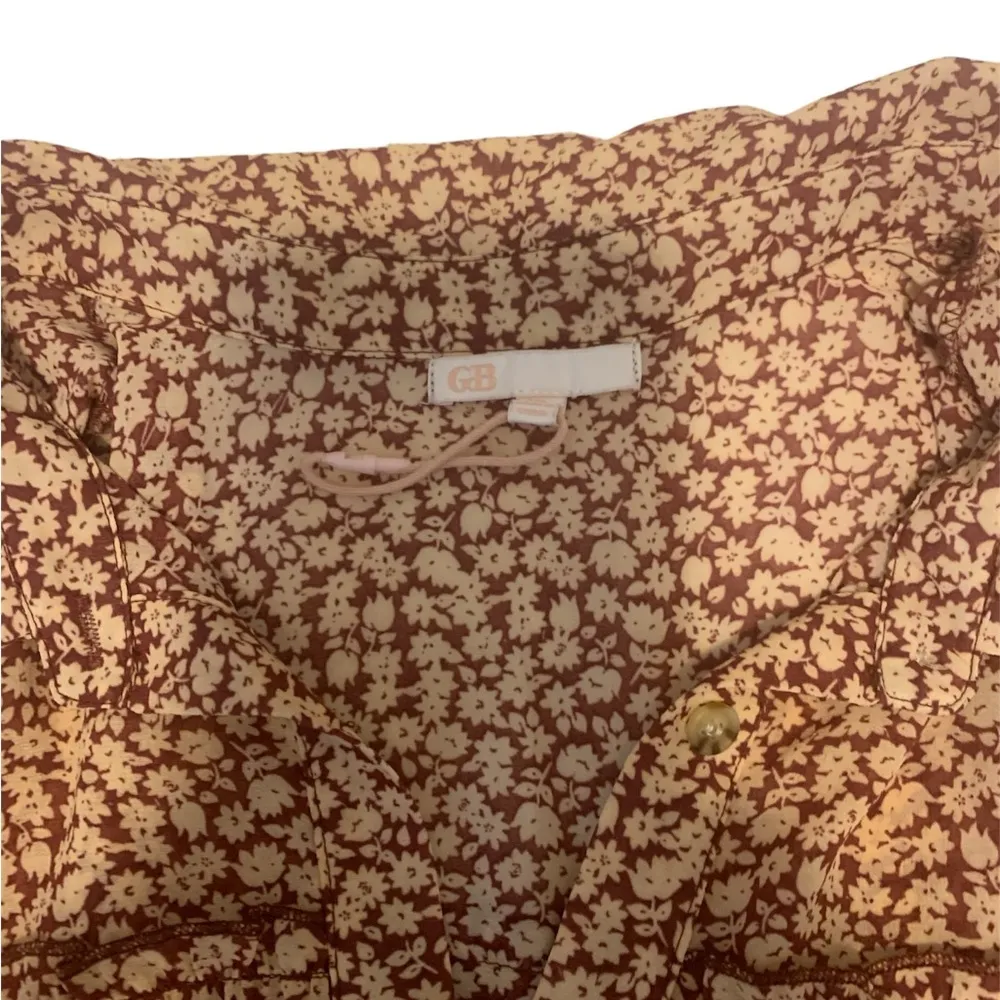 GB Boho Floral Print Tiered Dress Size XL Brown Tan - Image 2