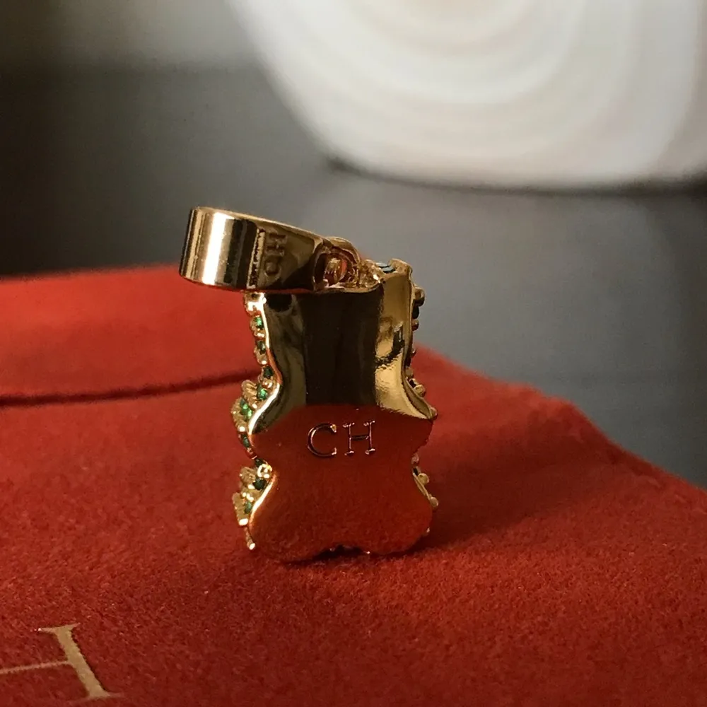 Crystal Haze Jewelry Emerald Pave Nostalgia Bear Pendant Necklace Charm, NWT Gold - Image 12