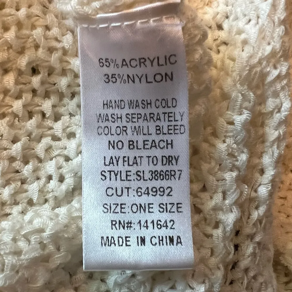 She + Sky Cream Knit Oversized Slouchy V Neck Sweater Boho Tunic Top One Size - Image 6