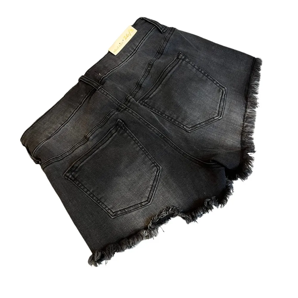 NWT, Altar’d State Black Faded Distressed Jean Shorts, Sz 2/26 - Image 5