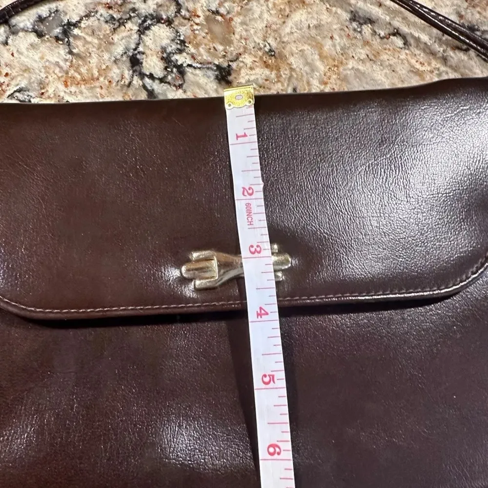Vintage Purse With Mirror Clutch~Gold hardware~70’s Retro~Rome On Snap Brown - Image 8